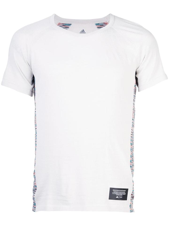 Adidas Knit-panelled Jersey T-shirt - Grey