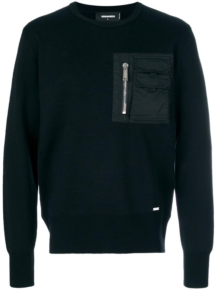 Dsquared2 - Sweatshirt With Nylon Pocket - Men - Polyester/wool - M, Black, Polyester/wool