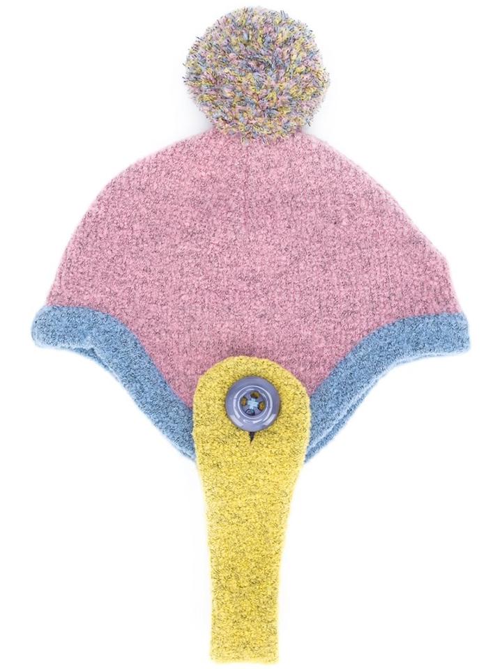 Minjukim Pompom Chin Strap Beanie, Women's, Pink/purple, Wool
