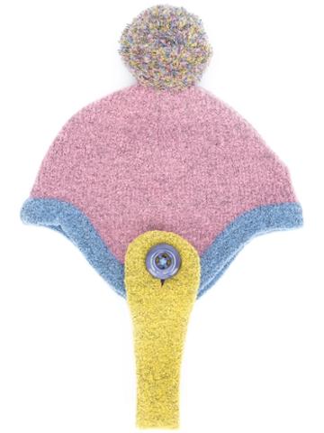 Minjukim Pompom Chin Strap Beanie, Women's, Pink/purple, Wool