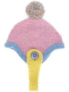 Minjukim Pompom Chin Strap Beanie, Women's, Pink/purple, Wool