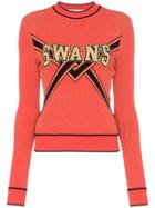 Off-white Swans Intarsia Lurex Sweater - Red
