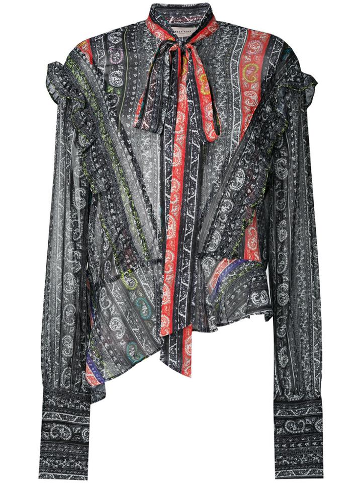 Preen Line Paisley Pussybow Blouse - Grey