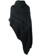 A New Cross Oversized Flannel Neck Poncho, Men's, Size: Medium, Black, Cupro/alpaca