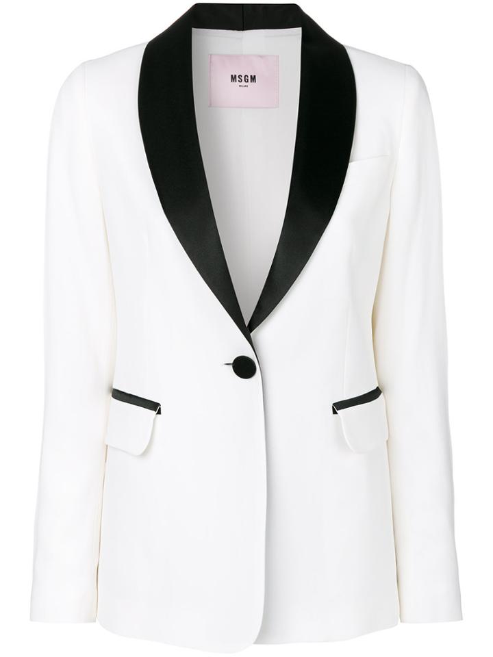 Msgm Scoop Neck Blazer - White
