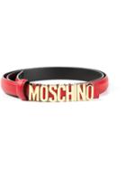 Moschino Logo Charm Belt, Size: 95, Red, Calf Leather