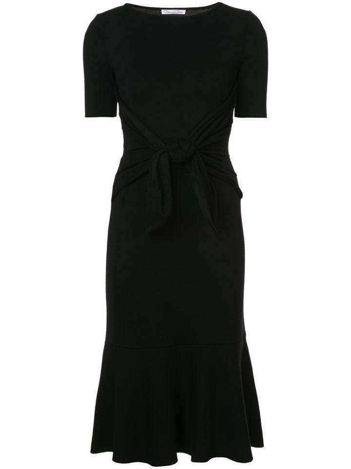 Oscar De La Renta Tie-detailed Fluted Midi Dress - Black