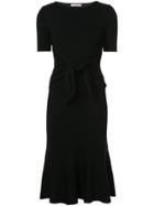 Oscar De La Renta Tie-detailed Fluted Midi Dress - Black
