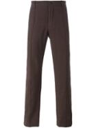 Giorgio Armani Straight Trousers, Men's, Size: 54, Brown, Wool