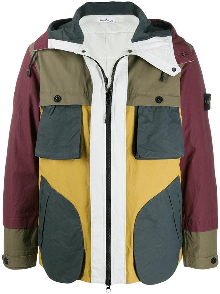 Stone Island Color-block Zip Jacket - Yellow