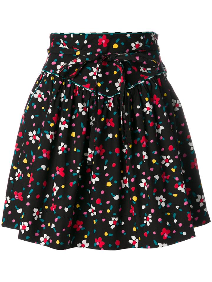 Marc Jacobs Painted Flower Print Skirt - Black