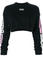 Gcds Graphic Logo Cropped Sweatshirt - Black