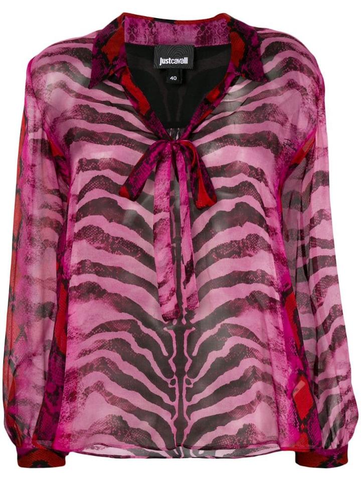 Just Cavalli Animal-print Sheer Blouse - Pink