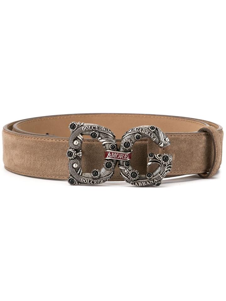 Dolce & Gabbana Dg Amore Buckle Belt - Brown