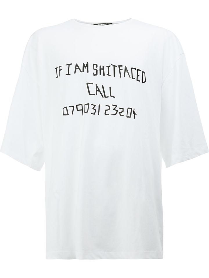 Moohong Slogan T-shirt, Men's, Size: 52, White, Cotton