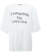 Moohong Slogan T-shirt, Men's, Size: 52, White, Cotton
