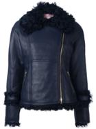 Lanvin Leather Fur Trim Jacket