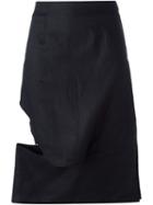 Eckhaus Latta Asymmetric Cut Out Skirt, Women's, Size: Medium, Black, Linen/flax