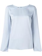 Armani Collezioni Keyhole Detail Blouse, Women's, Size: 42, Blue, Silk/spandex/elastane