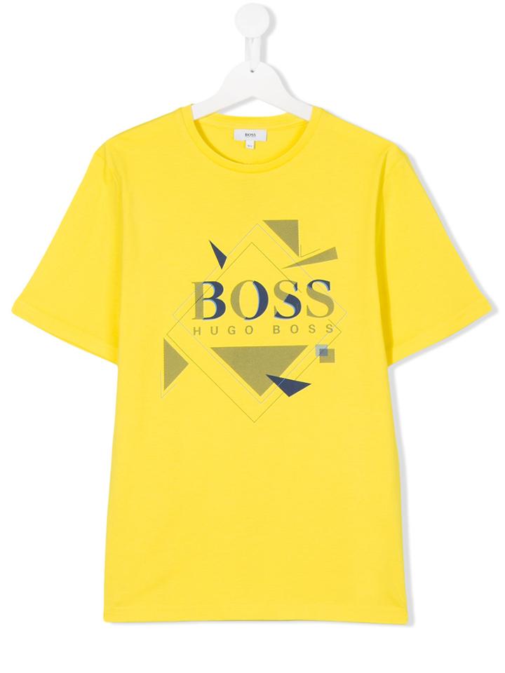 Boss Kids Logo Print T-shirt - Yellow & Orange