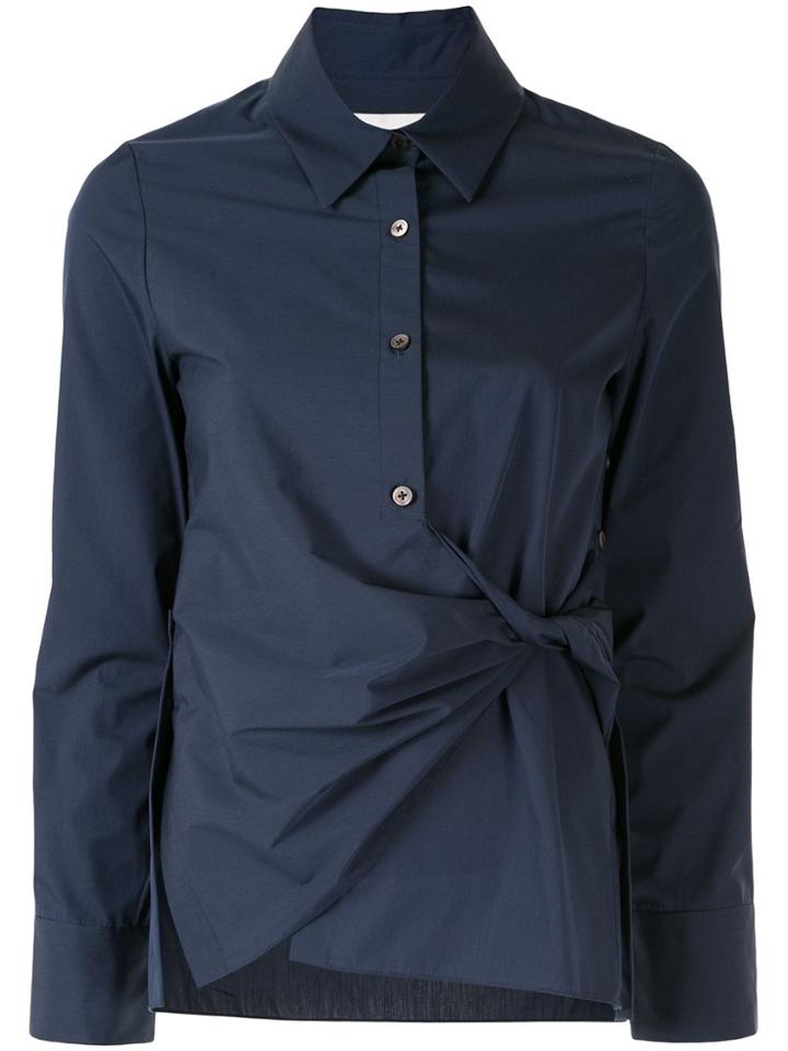 Portspure Knotted Button-up Shirt - Blue