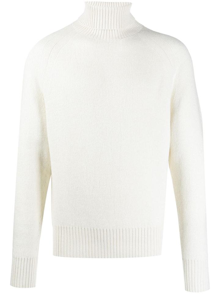 Tom Ford Ribbed Detail Roll Neck Jumper - Neutrals
