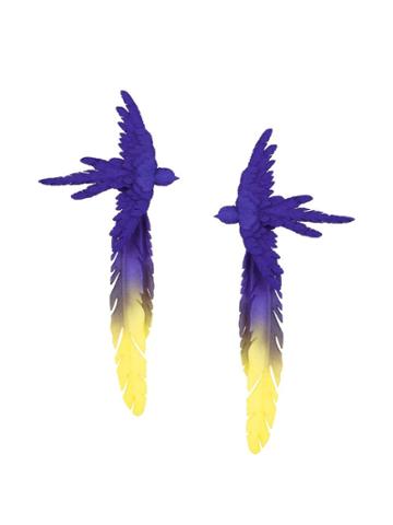 Olgafacesrok Bird And Feather Earrings - Blue
