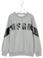 Msgm Kids - Logo Print Sweatshirt - Kids - Cotton - 4 Yrs, Grey