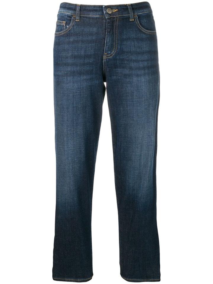 Emporio Armani Cropped Straight Leg Jeans - Blue