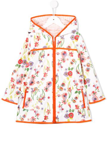 Margherita Kids - Floral Print Coat - Kids - Polyester - 5 Yrs, White