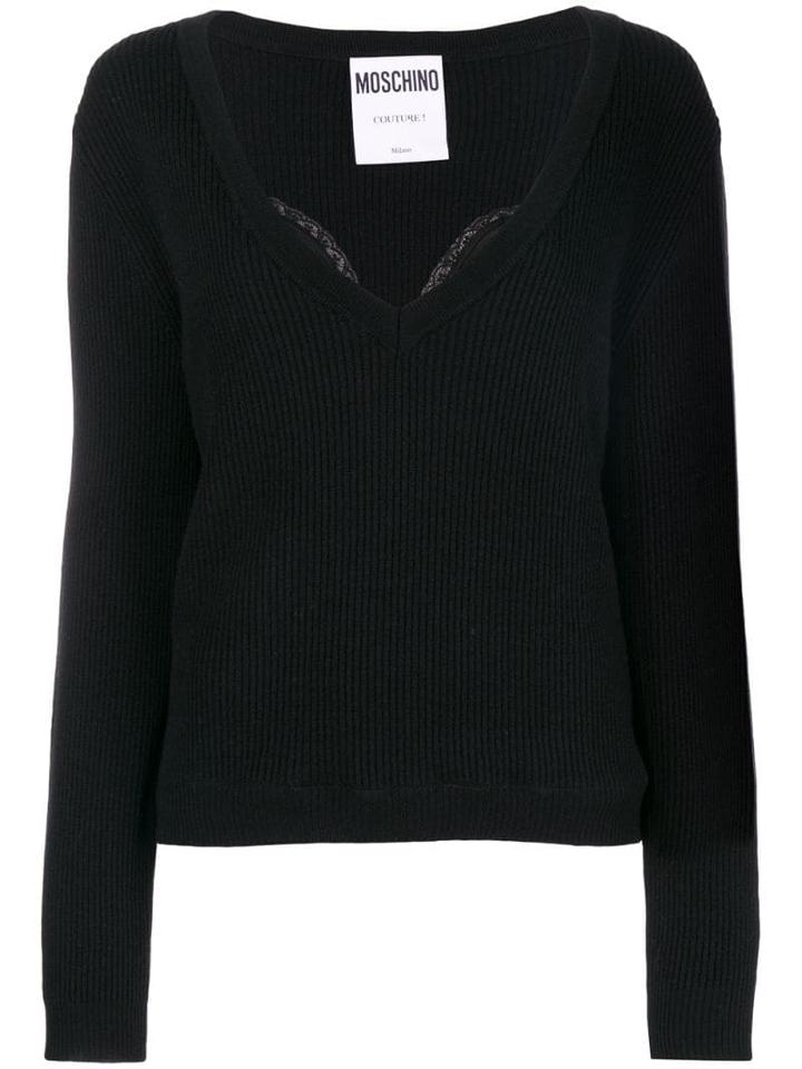 Moschino Lace Detail Sweater - Black