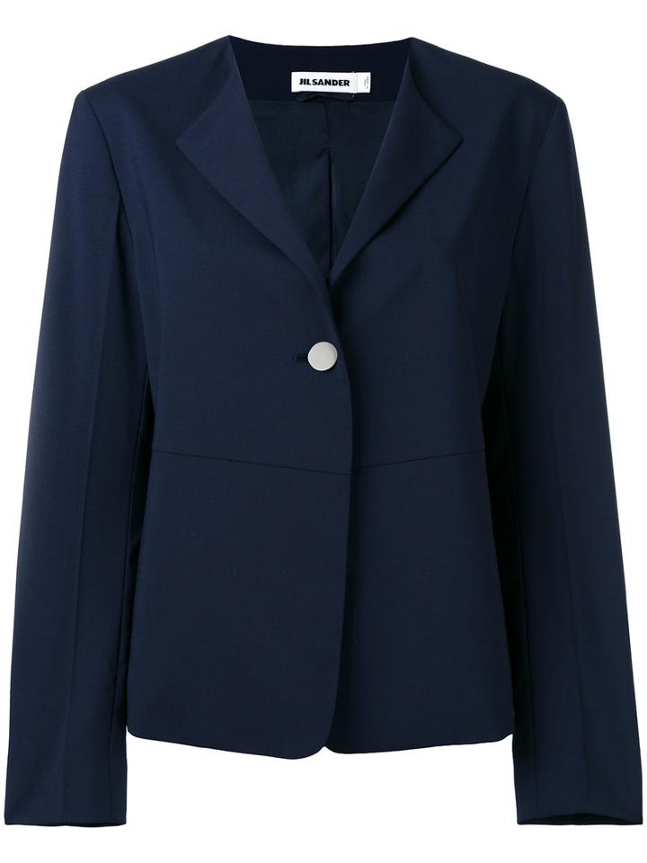 Jil Sander One Button Blazer, Women's, Size: 34, Blue, Silk/polyester/spandex/elastane/virgin Wool