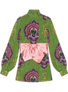 Gucci 70s Graphic Print Shirt With Bow - Green