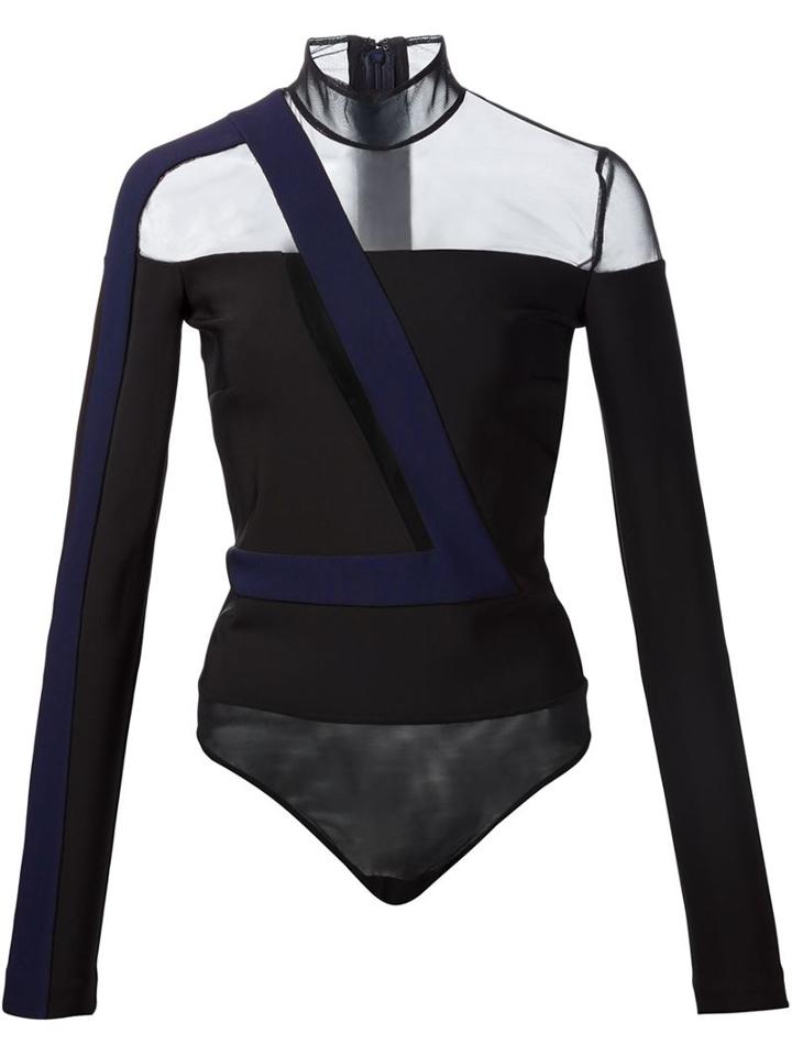 Mugler Bandeau Mesh Leotard, Women's, Size: 36, Black, Polyamide/spandex/elastane/viscose
