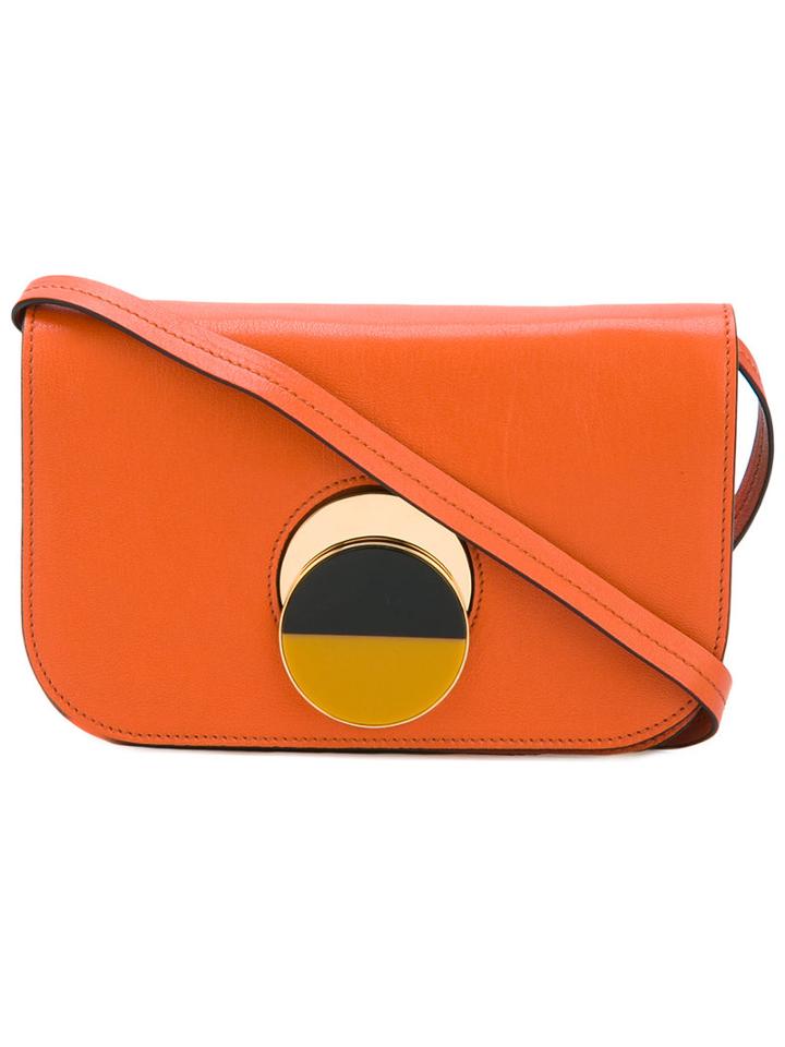 Marni Pois Crossbody Bag, Women's, Yellow/orange, Sheep Skin/shearling/resin