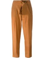 Emporio Armani Tapered Trousers, Women's, Size: 44, Brown, Silk/cotton