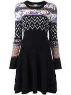 Kenzo Intarsia Sweater Dress, Women's, Size: Medium, Black, Polyamide/wool