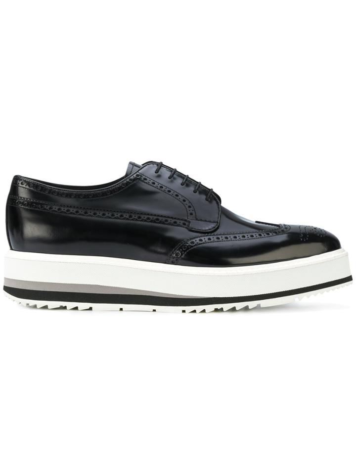 Prada Exaggerated Sole Derbies - Black