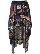 Jean Paul Gaultier Vintage Hieroglyph Printed Mullet Skirt - Black