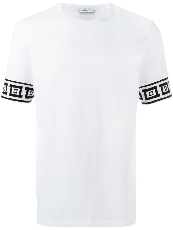 Versace Collection Printed Sleeves T-shirt, Men's, Size: Xl, White, Cotton
