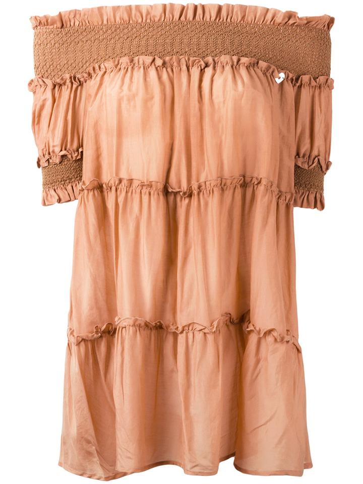 Twin-set Off-shoulder Blouse, Women's, Size: 40, Pink/purple, Cotton/silk