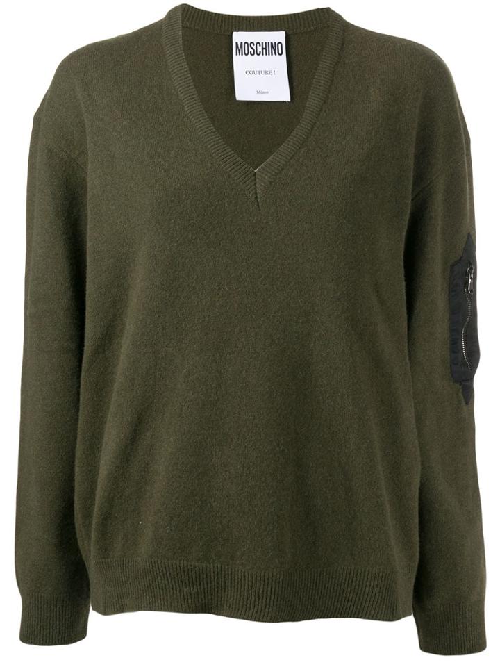 Moschino Kids V-neck Knitted Jumper - Green