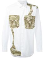 Comme Des Garçons Shirt Camouflage Patch Shirt, Men's, Size: Small, White, Cotton