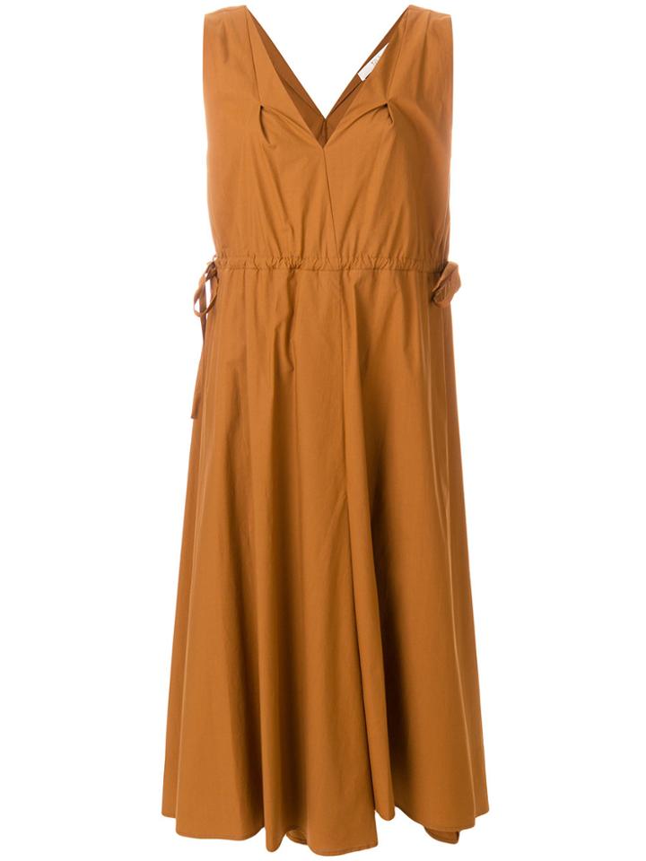 Tela V-neck Flared Dress - Brown