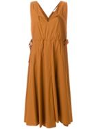 Tela V-neck Flared Dress - Brown