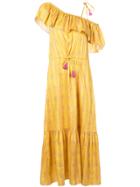 Figue Miguelina Mandala-print Ruffled Maxi Dress - Yellow & Orange