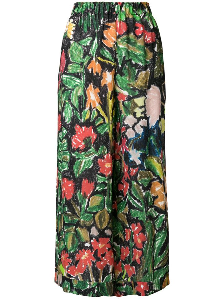 Daniela Gregis Cropped Printed Trousers - Black
