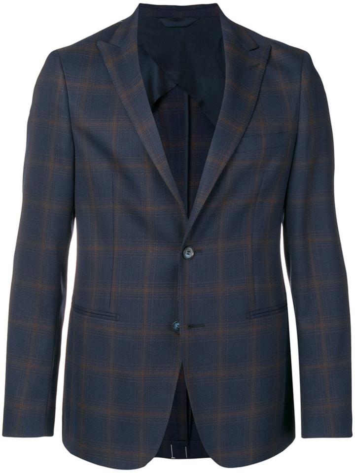 Tonello Check Structured Blazer - Blue