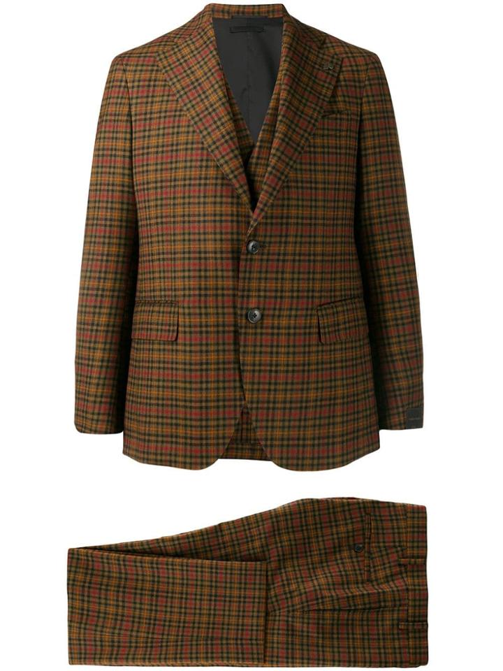 Gabriele Pasini Tartan Three Piece Suit - Brown