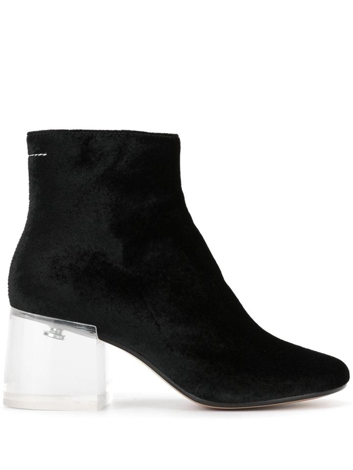 Mm6 Maison Margiela Clear Block Heel Boots - Black